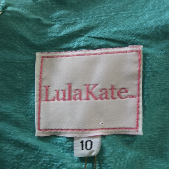 Lula Kate Elegant 100% Silk Teal Sleeveless Dress, NWT, double V Neckline - Picture 3 of 10